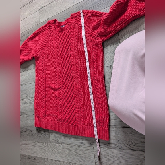 Lands End Red Midi Holiday Valentine's Day Cable Knit Sweater Dress Size 2X - Picture 8 of 8